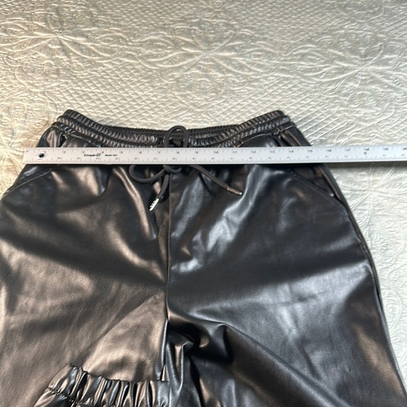 H&M Black Faux Leather Jogger Sweatpants - Picture 8 of 11